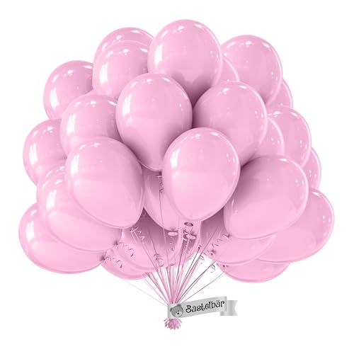 BIO Rosa Luftballons • [100 Stück] • MADE IN EU • Premium Ballons aus 100% reinem Naturlatex • Helium Luftballons Bunt • aus natürlichen Rohstoffen • Luftballons Geburtstag • Luftballons Rosa von Bastelbär