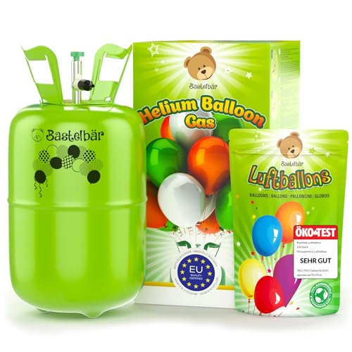 Helium Gasflasche + 100 Luftballons ÖKO-TEST "SEHR GUT" • garantierte 420l Ballongas ✓ für ca. 50 Ballons ✓ MADE IN EU ✓ Helium Balloon Gas • praktisches Füllsystem für Party, Hochzeit, Geburtstag Helium Gasflasche + 100 Luftballons ÖKO-TEST "SEHR GUT" • garantierte 420l Ballongas ✓ für ca. 50 Ballons ✓ MADE IN EU ✓ Helium Balloon Gas • praktisches Füllsystem für Party, Hochzeit, Geburtstag von Bastelbär