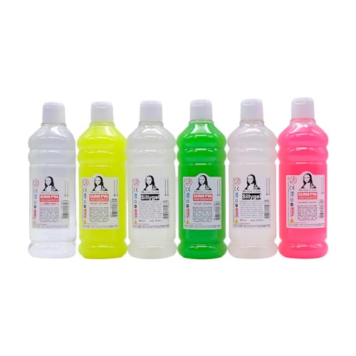 XXL Schleim-Set. Bastelkleber & Aktivator zum Selbermachen. Slime Kleber mit magischem Schleim-Aktivator (XXL-Set mit 3-Neon-Farben (6x500ml)) von Bastelzone