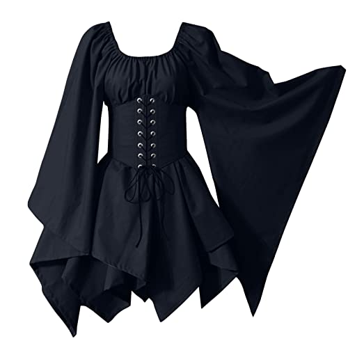 Bastwahl Mittelalter Kleid mit Trompetenärmel Damen Halloween Kostüm - Traditionelles irisches Kleid Renaissance Mittelalter-Kostüm Karneval Piratenkostüm Cosplay Party Gothic Kleidung Bastwahl Mittelalter Kleid mit Trompetenärmel Damen Halloween Kostüm - Traditionelles irisches Kleid Renaissance Mittelalter-Kostüm Karneval Piratenkostüm Cosplay Party Gothic Kleidung von Bastwahl