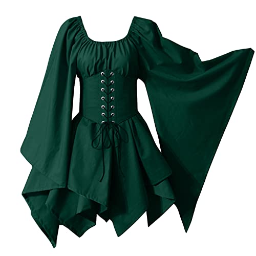 Bastwahl Mittelalter Kleid mit Trompetenärmel Damen Halloween Kostüm - Traditionelles irisches Kleid Renaissance Mittelalter-Kostüm Karneval Piratenkostüm Cosplay Party Gothic Kleidung Bastwahl Mittelalter Kleid mit Trompetenärmel Damen Halloween Kostüm - Traditionelles irisches Kleid Renaissance Mittelalter-Kostüm Karneval Piratenkostüm Cosplay Party Gothic Kleidung von Bastwahl