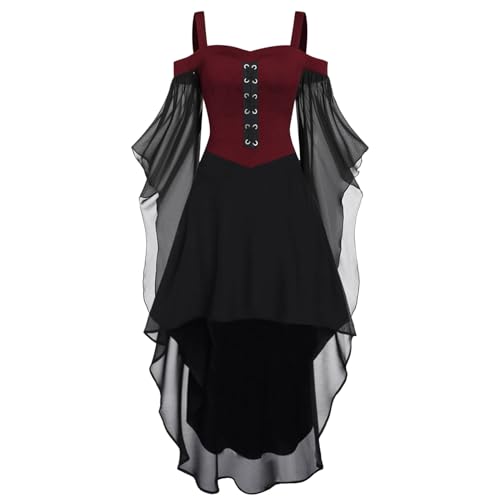 Halloween Kostüm Damen Steampunk Gothic Kleid Kurz - Mittelalter Gebundene Taille Hexenkostüm Vampir Renaissance Trompetenärmel Korsett Erwachsene Karneval Unregelmäßig Barock Schwarz Halloween Kostüm Damen Steampunk Gothic Kleid Kurz - Mittelalter Gebundene Taille Hexenkostüm Vampir Renaissance Trompetenärmel Korsett Erwachsene Karneval Unregelmäßig Barock Schwarz von Bastwahl