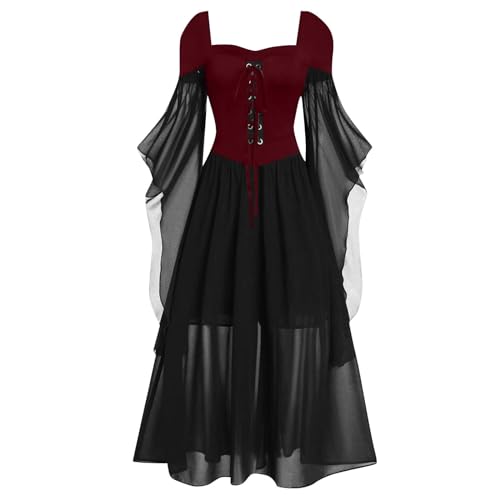 Halloween Kostüm Damen Steampunk Gothic Kleid Kurz - Mittelalter Gebundene Taille Hexenkostüm Vampir Renaissance Trompetenärmel Korsett Erwachsene Karneval Unregelmäßig Barock Schwarz Halloween Kostüm Damen Steampunk Gothic Kleid Kurz - Mittelalter Gebundene Taille Hexenkostüm Vampir Renaissance Trompetenärmel Korsett Erwachsene Karneval Unregelmäßig Barock Schwarz von Bastwahl