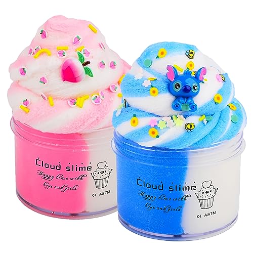 2 Pack Cloud Slime Kit, Stress Relief Toy, Scented Slime, Non-Sticky and Soft, for Kid Play Education, Party Favour, Birthday and Gift, Girls and Boys Soft Sludge DIY Toy von Basywiim