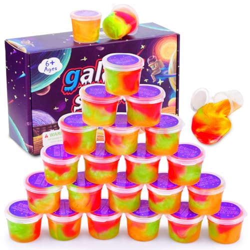 Galaxy Slime Kit - 24 Pack Fluffy Slime, DIY Stress Relief Toys, Soft Stretchy & Non-Sticky, for Kids Girls and Boys Ideas Party Favors, Birthday Gift, Fun Slime Toys von Basywiim