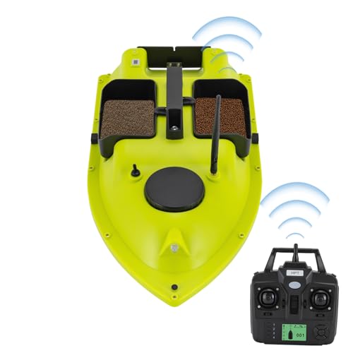 Futterboot Angeln, Angeln Köder Boot, 2 * 5200Mah RC Angeln Boot, Köder Boot für Brandungsangeln - LED Display, Dual Motoren, Fernsteuerung - Grün von Bathrena