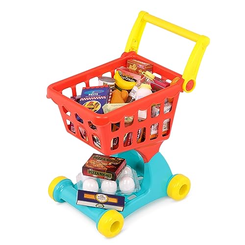 Battat – Einkaufawagen Kinder Spielset – Spielzeug Lebensmittel; Einkaufswagen für Kinder – 29 Lebensmittel Zubehör – Kinderküche Zubehör Lebensmittel – Spielzeug ab 2 Jahren von Battat