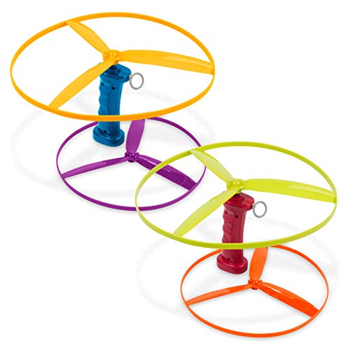 Battat Propellerspiel mit 2 Griffen und 4 Propeller – 30 cm und 20 cm Durchmesser – Motorikspielzeug Flugspiel, Spielzeug für Kinder ab 3 Jahren, Gelb, Orange, Blau, Grün, Rot, Violett von Battat