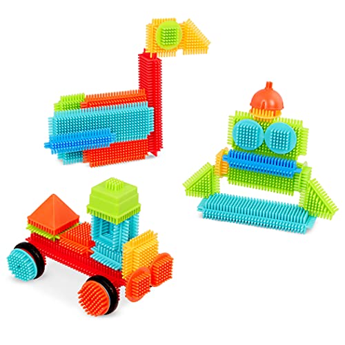 Bristle Blocks 50 Teile Bausteine Basic Set – Lernspielzeug Bauklötze mit Borsten, Motorikspielzeug – Kinder und Baby Spielzeug ab 2 Jahren von Battat