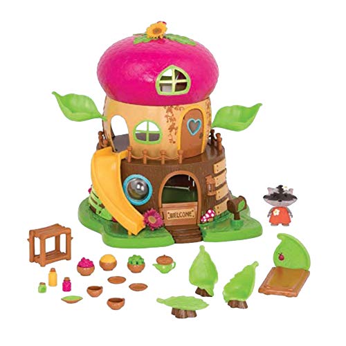 Li’l Woodzeez 19-teilig Eichel Baumhaus Set mit Zubehör und Wackelkopf Tierfigur – Waschbär, Bett, Geschirr und mehr – Spielzeug für Kinder ab 3 Jahren von Battat