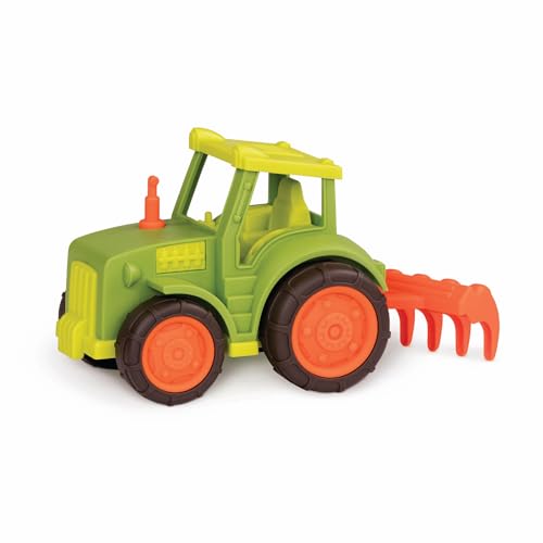 Wonder Wheels VE1061Z Tractor w/Rake Harke Bauernhof für Kinder, Kleinkinder – Stabiler Spielzeug ab 1 Jahr – Traktor, Grün von Battat