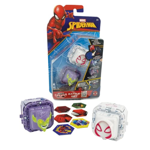 Battle Cubes 2 Stück Spiderman – Grüner Kobold und Spider-Gwen, Rockpapier, Scherenspiel von Battle Cubes