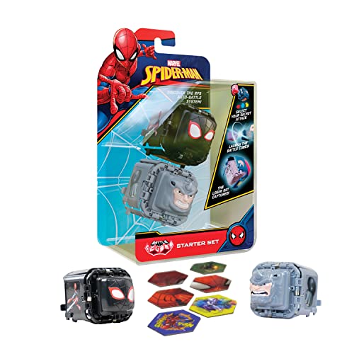 Battle Cubes 2 Stück Spiderman – Nashorn und Miles Morales, Rockpapier, Scherenspiel von Battle Cubes