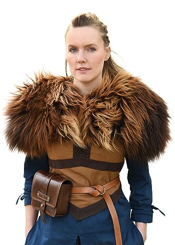 Battle-Merchant | Gemütliches Mittelalter Fell | Wikinger Lammfell echt Naturfell Tierfell Verkleidung Schulterfell | für Damen und Herren (S/M - L/XL) (Rostbraun, S/M) von Battle-Merchant