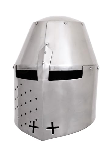 Battle-Merchant Grosser Helm Pembridge, um ca. 1370, 1,2mm Stahl - Topfhelm - Turnierhelm - Mittelalter von Battle-Merchant