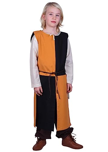 Battle-Merchant Kinder Waffenrock Lucas - Wappenrock Mittelalter Ritter LARP Kostüm (Gelb/Schwarz/128) von Battle-Merchant