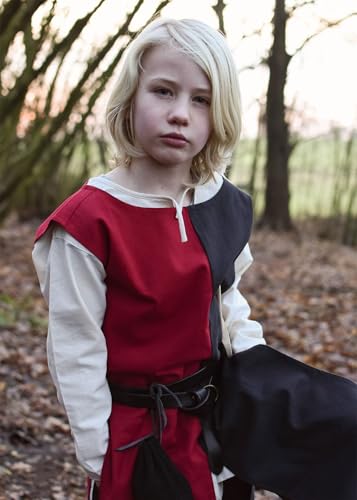 Battle-Merchant Kinder Waffenrock Lucas - Wappenrock Mittelalter Ritter LARP Kostüm (Schwarz/Rot/110) von Battle-Merchant