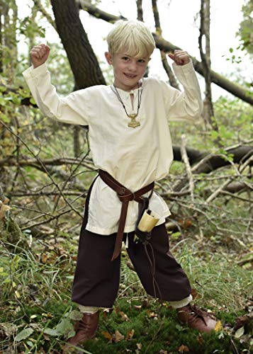 Battle-Merchant Mittelalter Kinder Tunika Arn - Unisex - Baumwolle - Mittelalterkleidung - Wikinger - Pirat- Ritter - Kostüm - Karneval - Fasching - LARP, Natur, Gr. 110 von Battle-Merchant