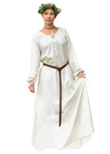 Battle-Merchant Mittelalter Kleid Ana Damen | Wikinger Kostüm Langarm bodenlang Baumwolle | LARP Gewandung (Natur, XL) von Battle-Merchant