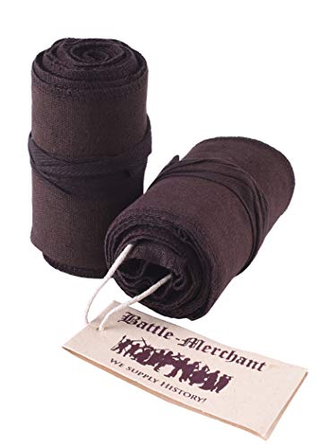 Battle-Merchant Mittelalter Wadenwickel für Damen und Herren, Paar, aus Canvas/Segeltuch für Mittelalterhose, Wikingerhose, Baumwolle, Beinwickel, Wikinger, LARP, Haithabu, braun von Battle-Merchant