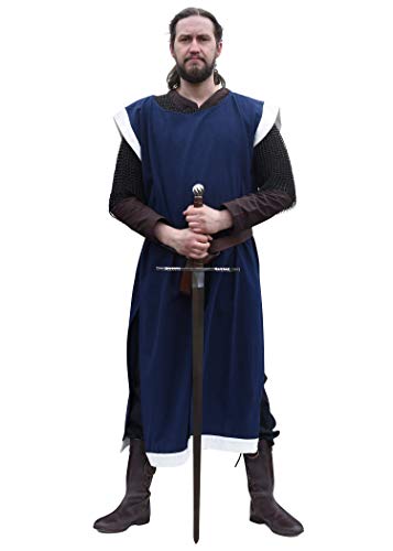 Battle-Merchant Waffenrock Wappenrock Eckhart einfarbig/schachbrett S-XXL div Farben Ritter Mittelalter Kostüm (S/M/L, Blau/Natur) von Battle-Merchant