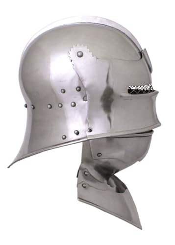 Gotischer Schaller mit Halsberge, Größe M Dekohelm schaukampftauglich Ritterhelm LARP Wikinger von Battle-Merchant