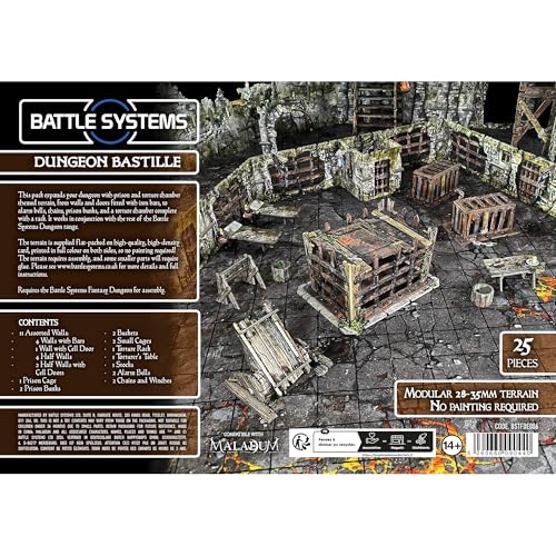 Battle Systems Fantasy Dungeon Terrain Bastille Terrain Immersive Landschaft für D&D DND Maladum Pathfinder RPGs, vollfarbiger robuster Karton, beidseitig bedruckt Battle Systems Fantasy Dungeon Terrain Bastille Terrain Immersive Landschaft für D&D DND Maladum Pathfinder RPGs, vollfarbiger robuster Karton, beidseitig bedruckt von Battle Systems
