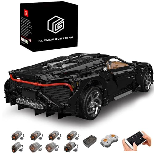 BauCIubs Technik Auto für Bugati LaVoitureNoire, 1:8 Groß Auto mit 8 M0TOR, 4800+ TeiIe KIemmbausteine MOC Technik Supercar Bausatz KompatibeI mit Iego Technik Auto von BauCIubs