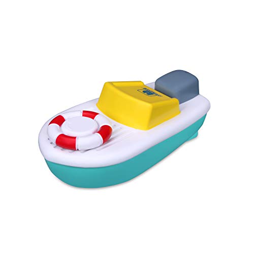 BB Junior Splash'N Play - Twist & Sail: Boot mit eingebauten Motor, ideal für Wasser, fährt nach Aufziehen los, ab 12 Monaten, 16 cm, blau (16-89002) von Bauer Spielwaren