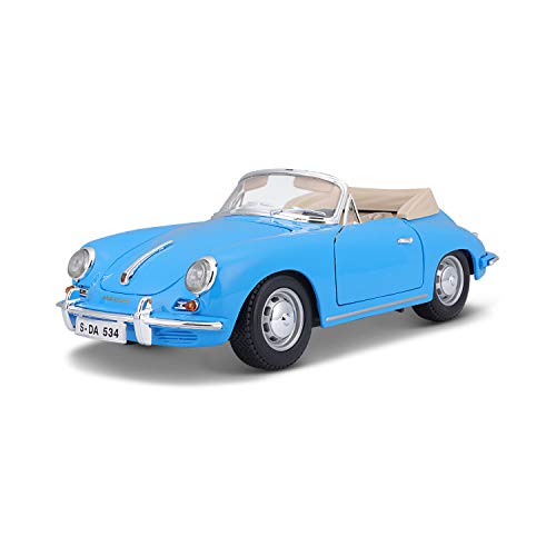 Bburago 18-12025BL Porsche 356B Cabrio '61 Modellauto im Maßstab 1:18, blau von Bauer Spielwaren