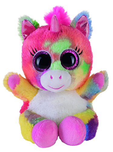 Bauer Spielwaren "Blickfänger Glitter" Lashy Einhorn: Kuscheltier mit Glitzer-Augen, ideal als Smartphone-Halter, waschbar, 15 cm, bunt (14229) von Bauer Spielwaren