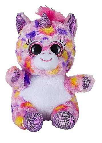 Bauer Spielwaren "Blickfänger Glitter" Lashy Einhorn: Kuscheltier mit Glitzer-Augen, ideal als Smartphone-Halter, waschbar, 15 cm, pink-bunt (14228) von Bauer Spielwaren