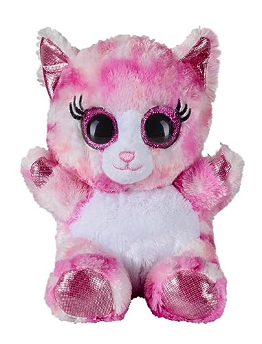 Bauer Spielwaren "Blickfänger Glitter" Lashy Katze Plüschtier: Kuscheltier mit Glitzer-Katzen-Augen, ideal auch als Smartphone-Halter, 15 cm, pink (14238) von Bauer Spielwaren