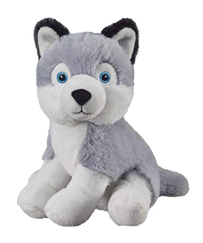 Bauer Spielwaren I Like My Planet - Husky: Kuscheltier aus softem Plüsch, hergestellt aus recycelten PET-Flaschen, 100 % recycelt, sitzend, 20 cm, grau-weiß (12926) von Bauer Spielwaren