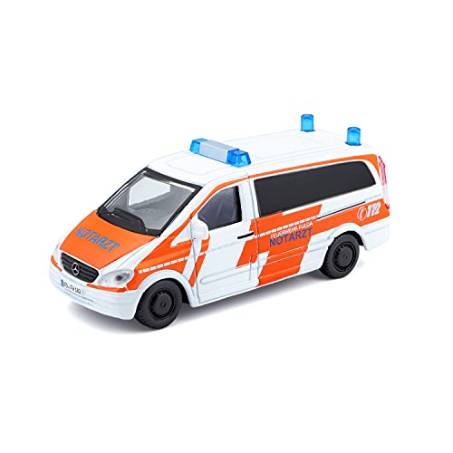 Bauer Spielwaren Mercedes Vito Notarzt: Einsatzfahrzeug im Maßstab 1:50, ab 3 Jahren, ca. 11 cm, weiß-orange (18-32007N) von Bauer Spielwaren