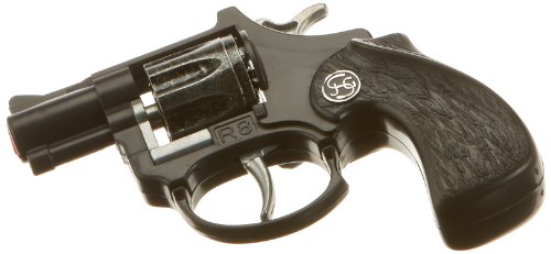 J.G.Schrödel R8: Spielzeugpistole mit Daumenauflage in Box, ideale Ausrüstung für kleine Polizisten, 8-Schuss-Munition, 12 cm, schwarz (100 0028) von Bauer Spielwaren