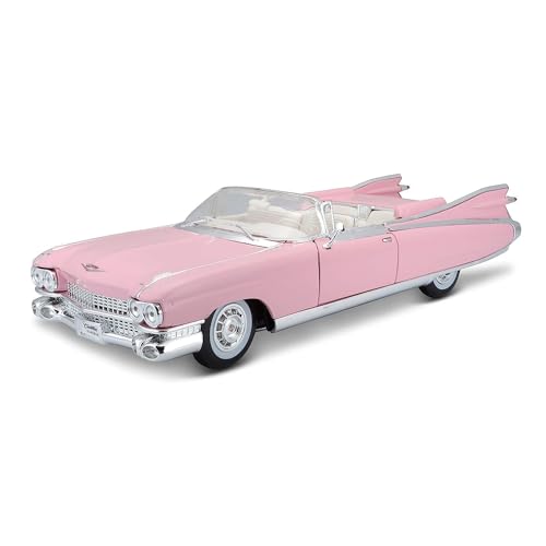 Maisto Cadillac Eldorado Biarritz Cabrio ´59, Modellauto mit Federung, Maßstab 1:18, Türen und Motorhaube beweglich, Fertigmodell, lenkbar, 24 cm, pink (536813) von Bauer Spielwaren