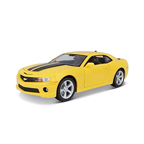 Maisto Chevrolet Camaro SS '10: Modellauto mit Federung, Maßstab 1:18, Türen und Motorhaube beweglich, Fertigmodell, lenkbar, 24 cm, gelb (531173), Sortiert von Bauer Spielwaren