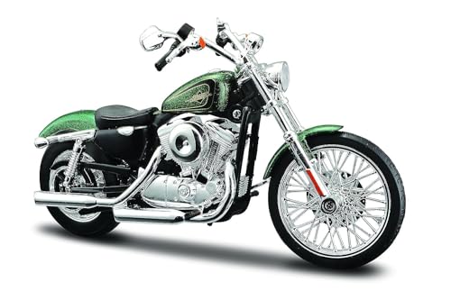 Maisto Harley-Davidson '13 XL 1200V Seventy-two: Originalgetreues Motorradmodell 1:12, Gabel und Seitenständer beweglich, 20 cm, mattgrün (532335) von Bauer Spielwaren