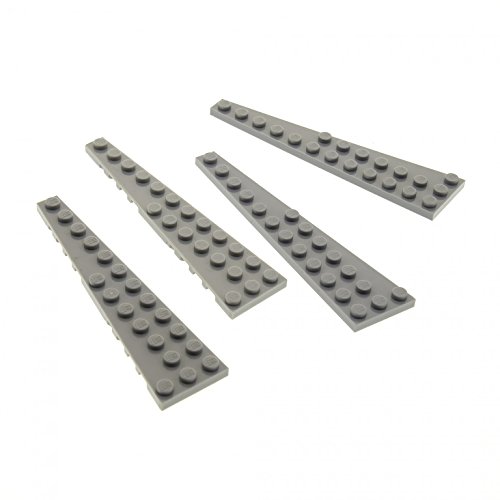 4 x Lego Flügel Platten Platte neu-hell grau 12x3 2 Flügel Paar rechts und links 47397 47398 von Bausteine gebraucht