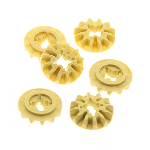 6 x Lego Technic Zahnräder beige tan 12z 12 Zähne für Technik für Set Getriebe Differential Zahnrad 6589 von LEGO