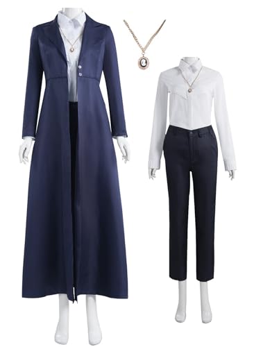 Agatha Harkness Kostüm für Damen Mantel Shirt Hose Halskette Komplettset Wanda Witch Cosplay Halloween Outfits (Blau, XXL) von Bauxhie