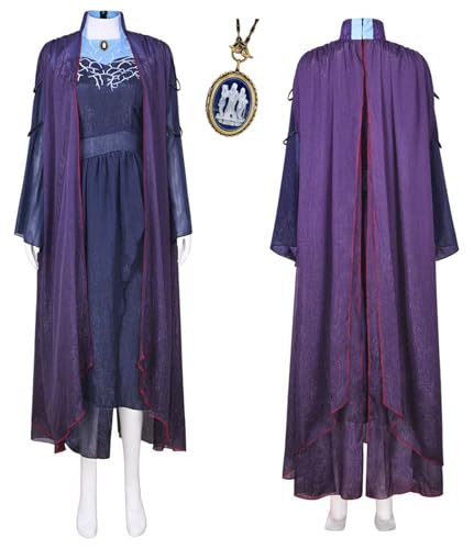 Bauxhie Damen Agatha Harkness Kostüm Wanda Witch Agatha Cosplay Halloween Outfits Kleid Mantel Halskette Full Set (Lila, 3XL) von Bauxhie