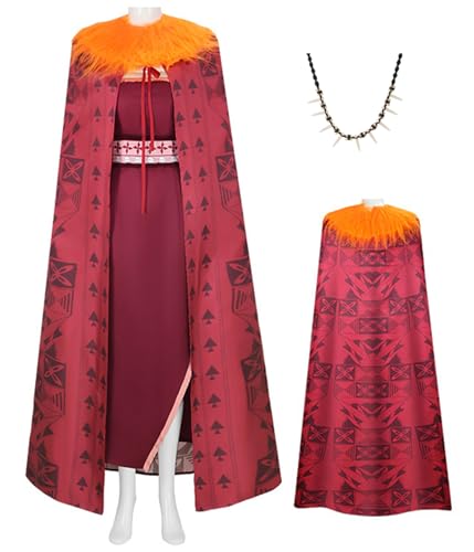 Bauxhie Damen Bösewicht Matangi Cosplay Kostüm Moana Matangi Kleid Robe Gürtel mit Halskette Halloween Outfits (Rot, L) von Bauxhie