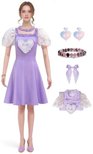 Bauxhie Damen K-12 Kleid Lila Kostüm Melanie Cosplay Perücke Halskette K12 Uniform Outfits für Halloween (Stil 2, L) von Bauxhie