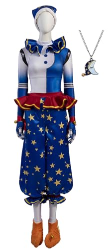 Bauxhie Game FNAF Kostüm Erwachsene Damen Sundrop und Moondrop Cosplay Clown Outfits mit Accessoires für Halloween (Blau, L) von Bauxhie