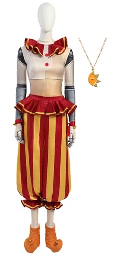 Bauxhie Game FNAF Kostüm Erwachsene Damen Sundrop und Moondrop Cosplay Clown Outfits mit Accessoires für Halloween (Gelb, 2XL) von Bauxhie