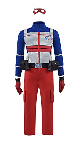 Bauxhie Henry Danger Kostüm für Jungen Kinder Henry Cosplay Jacke Weste mit Maske Handschuhe Anzüge für Halloween (Rot, 11-12 Jahre) von Bauxhie