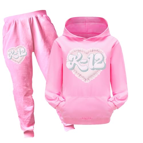 Bauxhie Kinder K-12 Kapuzenpulli Melanie Cosplay Sweatshirt Hose 2 Stück Outfits für Halloween Kostüme (Hellrosa, L) von Bauxhie