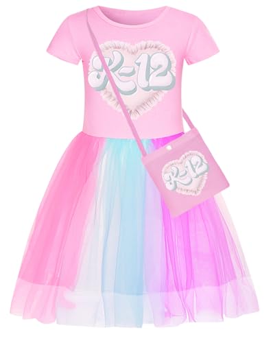 Bauxhie Mädchen K-12 Kleid Rosa Rock Kinder Melanie Cosplay Kostüm mit Tasche Anzug K12 Halloween Kostüme (Rosa 2, 11-12 Years) von Bauxhie